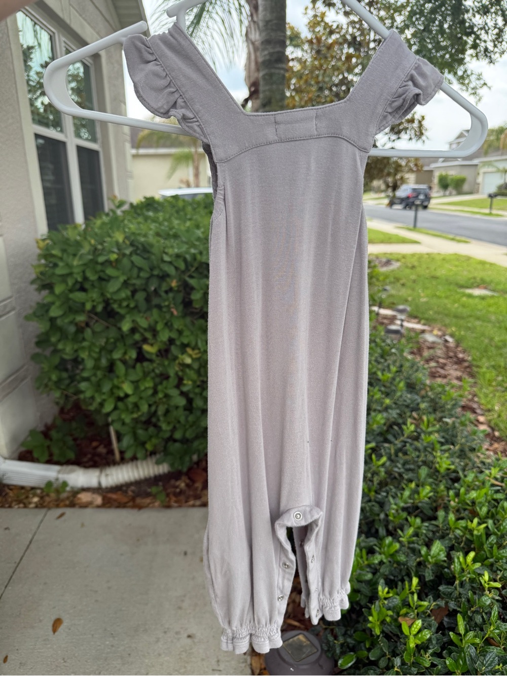 Angel Dear Neutral Taupe Smocked Baby Romper - Picture 4 of 4